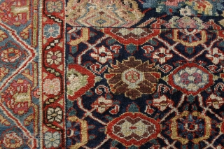 Probably antique and made somewere in NW Persia I guess, Kurdish I think and a lot of different colours, that´s for sure, some fading in the yellow, 310x140-154 cm.
Nice even wear, but  ...