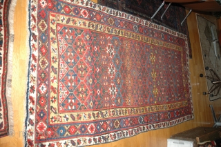 Antique NW Persia, Kurdish rug, 140x253cm.
Weare to the field, OK colours, sides not original.
A lot of rug for not so much money.           