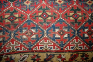 Antique NW Persia, Kurdish rug, 140x253cm.
Weare to the field, OK colours, sides not original.
A lot of rug for not so much money.           