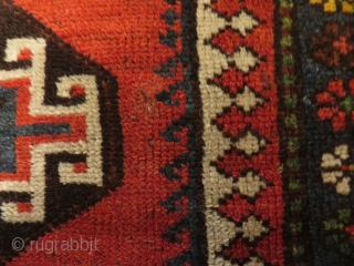 Old Kelardasht rug, 211x106 cm, made in a Kurdish village close to the Caspian sea about 1920, OK contition, two small repairs and some low pile. Nice colours. Paypal is OK.  