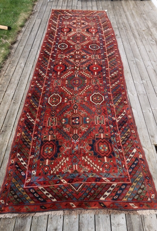 From Sonny Berntssons collection:
No 519 NV Persia Soudj Bulach circa 1880
107 x 365 cm, soft wool circa 10 cm
Repaired in one short end as can seen on photo
The rest is in mint  ...