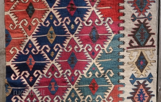 From Sonny Berntssons collection:
No 160 Sivrihisar kilim (half) 71 x 410 cm  circa 1850
Some holes as can be seen on photo.
More innfo if you ask.
NOTE: E-mails are not always delivered to  ...