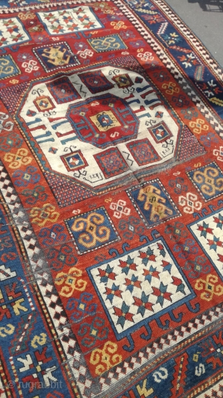 Antique blue weft karapchov Kazak, dated 1300 / 1879

240x165cm                        