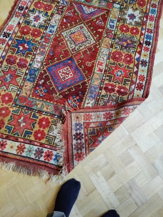 Antique Milas rug.

180x120
Good pile
Amazing colors
Mid 19th                           