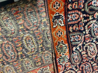 Antique mishan malayer 160x90cm.
End of 19th. Full pile. 
Great vegetable colors. Natural orange and pink dyes.
                 