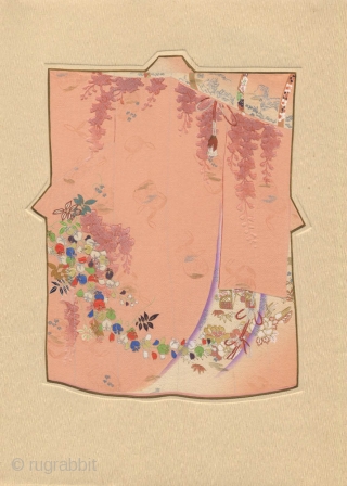 A very fine Japanese deluxe portfolio, Asuka Moyo (Asuka Pattern), complete with ten loose plates of kimono and obi designs, compiled by Nagai Toyotaro , published in 1933 by the textile section  ...