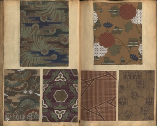 Japanese album with a collection of 432 patterns (zuan cho) painted in ink and tempera on paper and pasted on 184 pages. All designs were intended for textiles and obi designs. This  ...