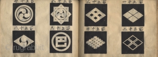 Japanese album of hand painted crest. One volume, complete, 13 x 19 cm. Unsigned. Title unread. 
The album is including 210 family and trade mon finely painted in black ink on 54  ...