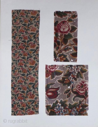 A collection made in Japan of fifteen large textile fragments mounted on cards 48x37 cm.
Including about nine large Indonesian batik fragments, eleven examples of Indian saraza and some western textiles used in  ...