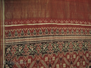 Patola Saree from Patan, Gujarat India. An entire piece of saree (approx. 4 meters long) made of double ikat work in Vorha Bhat design, typical design for well off Ismail merchant clan.  ...