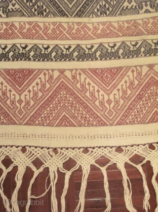 "Pah Lop" A Tai Lue mattress cover cloth from Udomxay, Laos. It is made from two long panels of hand spun cotton sewn together forming a big 1m. x 2m. rectangle piece  ...