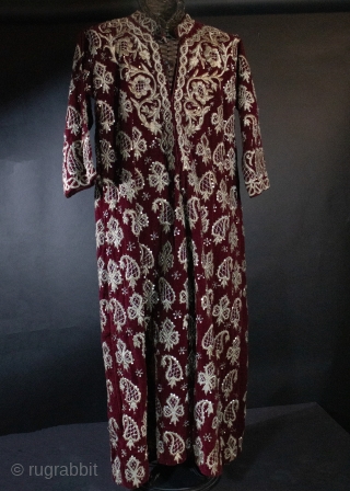 Heavily encrusted Antique  Ottoman velvet and metal thread embroidery dress. Excellent condition . info@singkiang.com                  