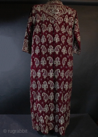 Heavily encrusted Antique  Ottoman velvet and metal thread embroidery dress. Excellent condition . info@singkiang.com                  