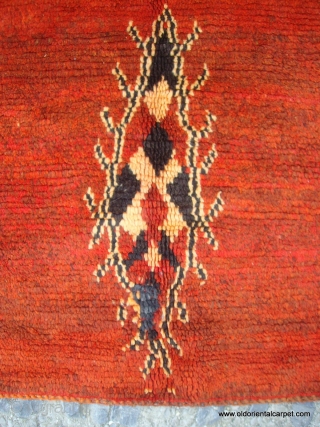 MOROCCAN TRIBAL LONG RUG /RUNNER. The rich pallette of colours is typical of the work of weavers of the Rehamna tribe in the region to the north of Marrakech. The pile is  ...