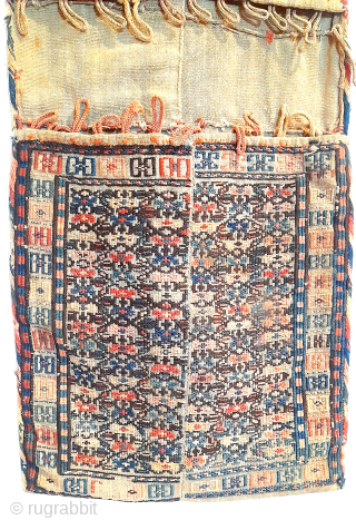 RARE ANTIQUE DOUBLE BAG FROM THE SHAH SAVAN IN NORTH WESTERN PERSIA. This tribal group presents great difficulty in determining the origin of their weaving. This is because they were re-settled into  ...