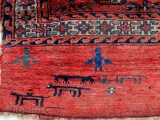 ANTIQUE TURKOMAN YAMOUT BAG FACE dating from the second half of the 19th century and woven by the Yamout in what is now Turkmenistan. The juval face has been very gently washed  ...