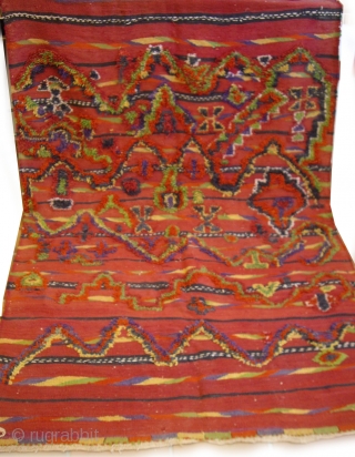 
MOROCCAN HIGH ATLAS BERBER CARPET. Prepare for a surprise! Although this looks like a carpet, and can serve as one, it is a giant storage bag. At one end the tying loops  ...