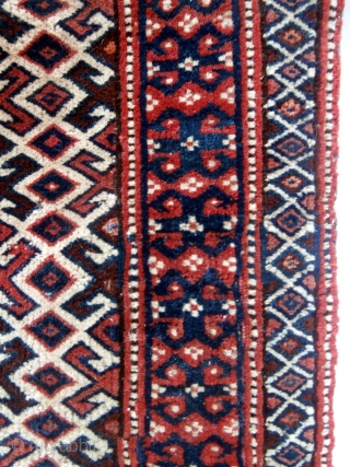 YAMOUT TURKOMAN SADDLE RUG. A finely woven and very intricate piece which originates from the small Yamout sub groups of Jaffarbi or Goklen in the southern Turkmenistan/northern Persia region. They are called  ...