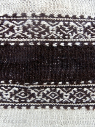 MOROCCAN BERBER KILIM/FLAT WEAVE. A small and finely woven piece which may have been for a dowry and subsequently put to use as a cloth upon which to serve tea on special  ...