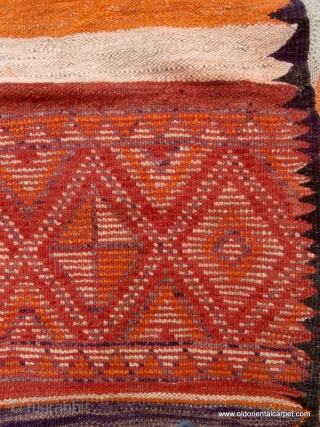 MOROCCAN MIXED TECHNIQUE FLAT WEAVE/KILIM OR "HANBEL". This rare, old hanbel or cover is from the region of Rehamna in the plains of Marrakech. This land lies between that city and extends  ...