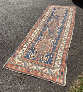 Antique Caucasian Talish Rug Runner 3'4' 'x 9'4'' Lenkoran dragon medallion design Circa 1875 Strikingly beautiful antique Caucasian Talish runner with classic “dragon” medallions from the Lenkoran area. 3 feet 4 inches  ...