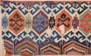 18th Century An Unusual Central Anatolian Probably Konya Area Kilim Fragment 80 x 180 cm                  