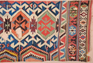 18th Century An Unusual Central Anatolian Probably Konya Area Kilim Fragment 80 x 180 cm                  