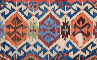 18th Century An Unusual Central Anatolian Probably Konya Area Kilim Fragment 80 x 180 cm                  