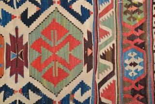 18th Century An Unusual Central Anatolian Probably Konya Area Kilim Fragment 80 x 180 cm                  