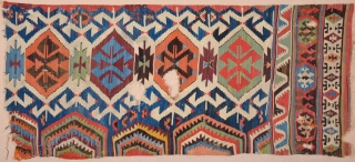 18th Century An Unusual Central Anatolian Probably Konya Area Kilim Fragment 80 x 180 cm                  