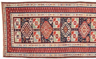 19th Century Caucasian Gendje Rug It's ın Really Good Condition And Untouched One.Size 91 x 197 Cm                