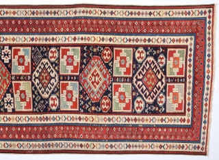 19th Century Caucasian Gendje Rug It's ın Really Good Condition And Untouched One.Size 91 x 197 Cm                