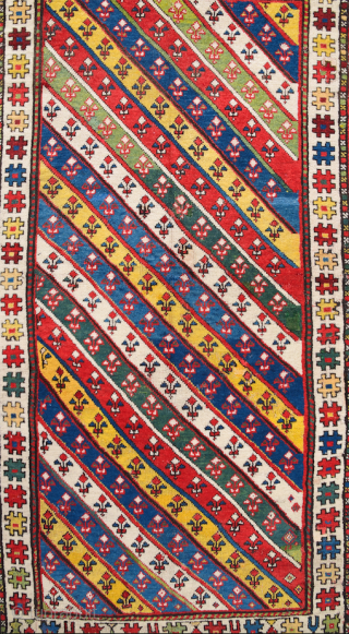 19th Century Colorful Caucasian Gendje Rug Size 105 x 183 Cm If You Need Any More Detail Or Information Please Let Me Know.          