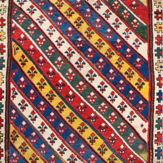 19th Century Colorful Caucasian Gendje Rug Size 105 x 183 Cm If You Need Any More Detail Or Information Please Let Me Know.          