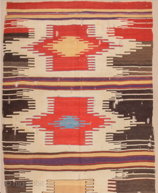 Circa 1800s or little earlier Central Anatolian Karapinar Saph Kilim It has very nice deep colors Of the three saf klims offered here, this splendidly coloured fragment, attributable to Karapinar, shows the  ...