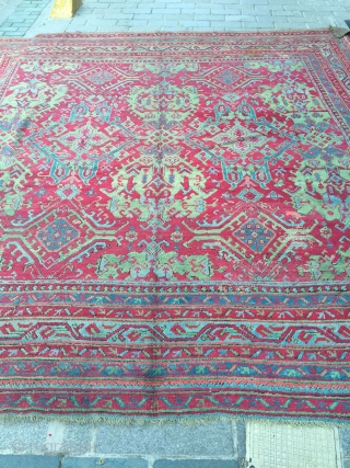 19th Century Ushak Rug.It's in Perfect Condition Size 355 x 375 Cm Reasonable One.                   