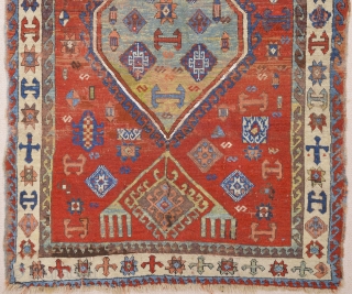 Early 19th Century Kurdish rug size 103 x 150 ıt has nice unusual border.
                   