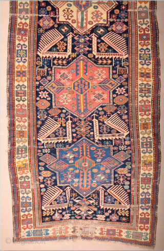 Early 19th Century Akstafa Bird Rug As founded. It has nice details selling as it is but ıf would you like to repair it possible to do it. If you need any  ...