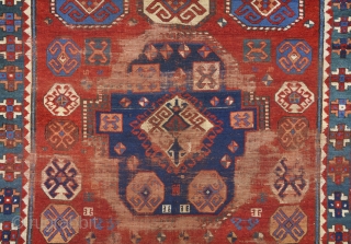 Circa 1800s Really Unusual Type Of Three Of Life Caucasian Rug Size 150 x 170 Cm.Completely Original Untouched One.              