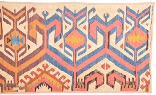 Early 19th Century Unusual Central Anatolian Kilim Fragment Size 57 x 191 Cm                    