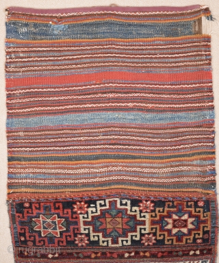 Mix Technical Bag Kilim,Knots and Sumac 19th Century Probably Bahtiyar area Untouched One Size 66 x 140 Cm               