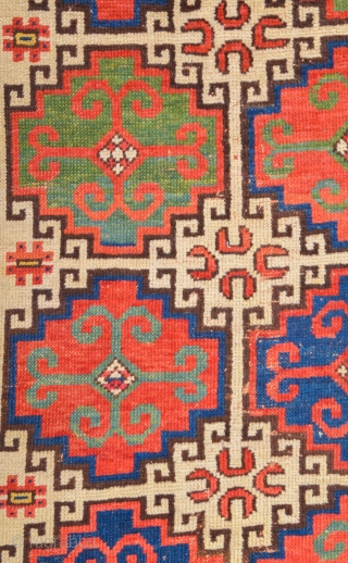 South East Caucasian Moghan region with memlimgul design Rug 19th Century Rug It has dated 1292 = 1875 Size 130 x 250 cm          