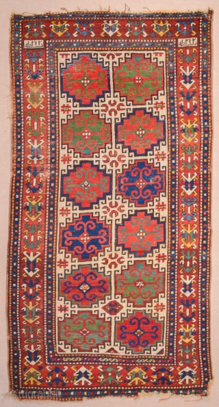 South East Caucasian Moghan region with memlimgul design Rug 19th Century Rug It has dated 1292 = 1875 Size 130 x 250 cm          