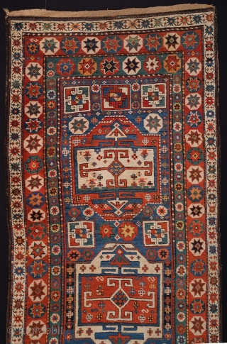 19th century an unusual caucasian rug ıts generally in good condition and nice colors size 110 x 290 cm              