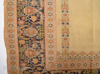19th Century Anatolian Bursa  Prayer Rug With Great Arabic Read And Ottoman Tulip Border Untouched one Size 135 x 175 Cm           
