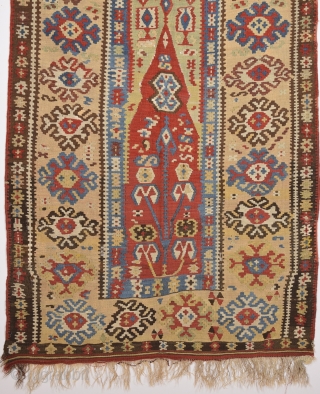 19th Century Anatolian Erzurum Prayer Kilim Size 118 x 172 cm                      