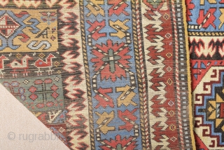 Middle of the 19th Century Caucasian Rug.It has great colors.All is original untocuhed one.Size 115 x 400 cm Reasonable one.             