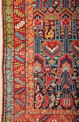 2th Half Of the 19th Century Persian Sauj Bulag Rug, Known as Sauj Bulag these Kurdish rugs were made in the mountainous region south of Lake Urmia. Their ornamentation already reveals slight  ...