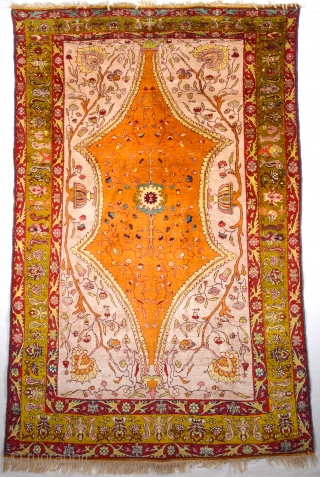 Late 19th Century Turkish Probably Sivas An Unusual Silk Rug Size 138 x 200 cm                  