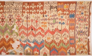 Colors! Circa 1800s Central Anatolian Kilim already mounted professionally.It Has Great Colors Size 97 x 335 cm                